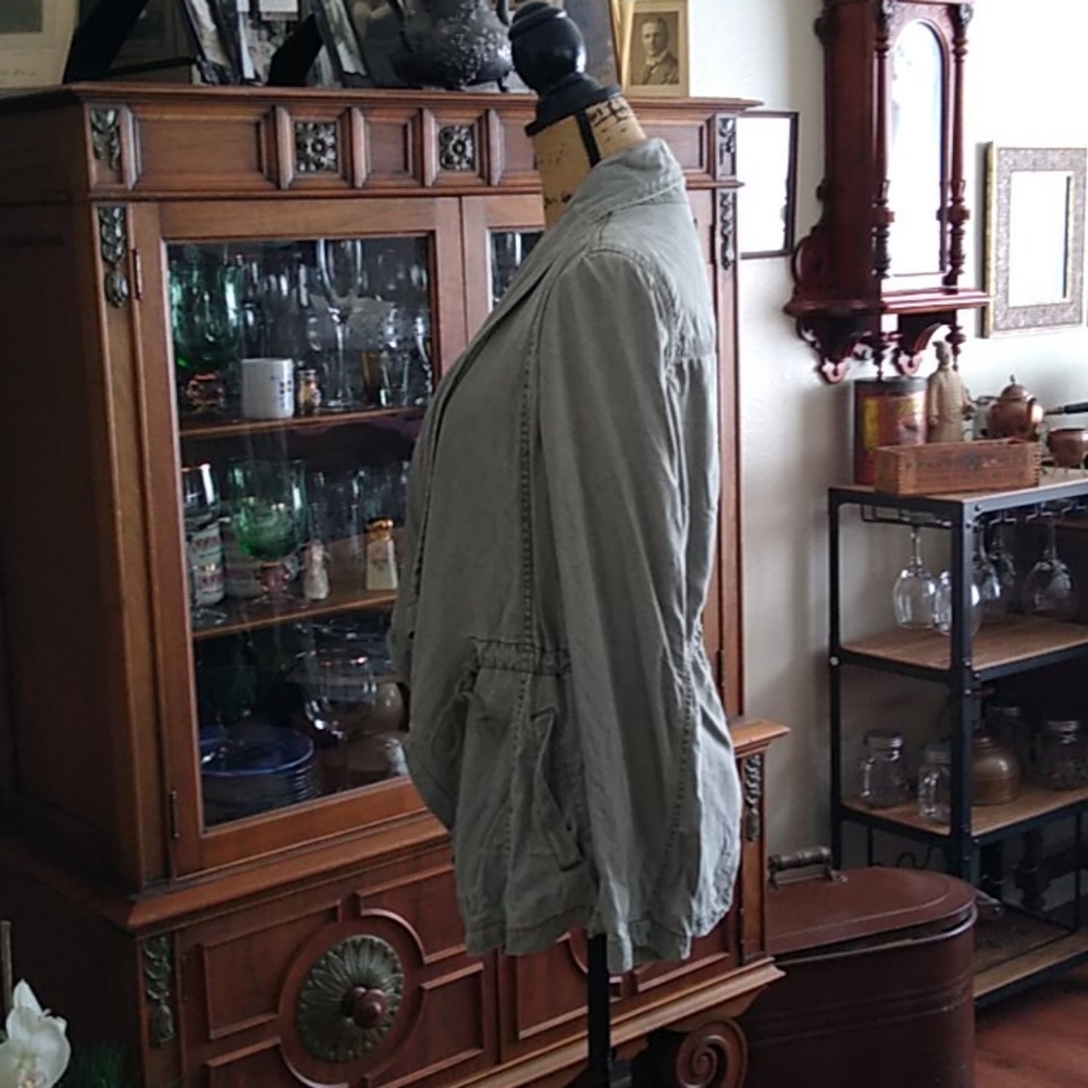 Max Studio Army Green Very Soft Jacket Size S - image 2